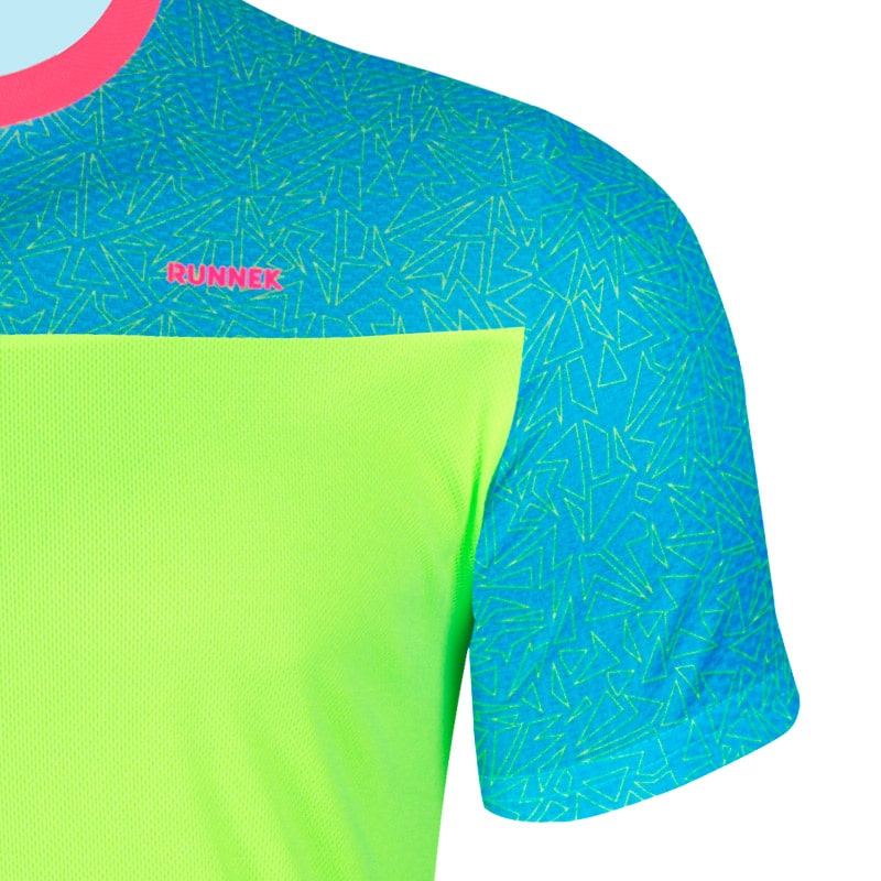 Maglia maniche corte Cube verde fluo uomo