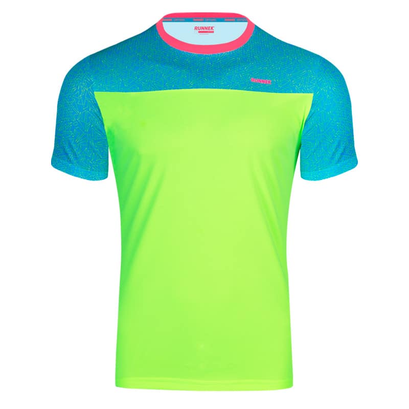 Maglia maniche corte Cube verde fluo uomo