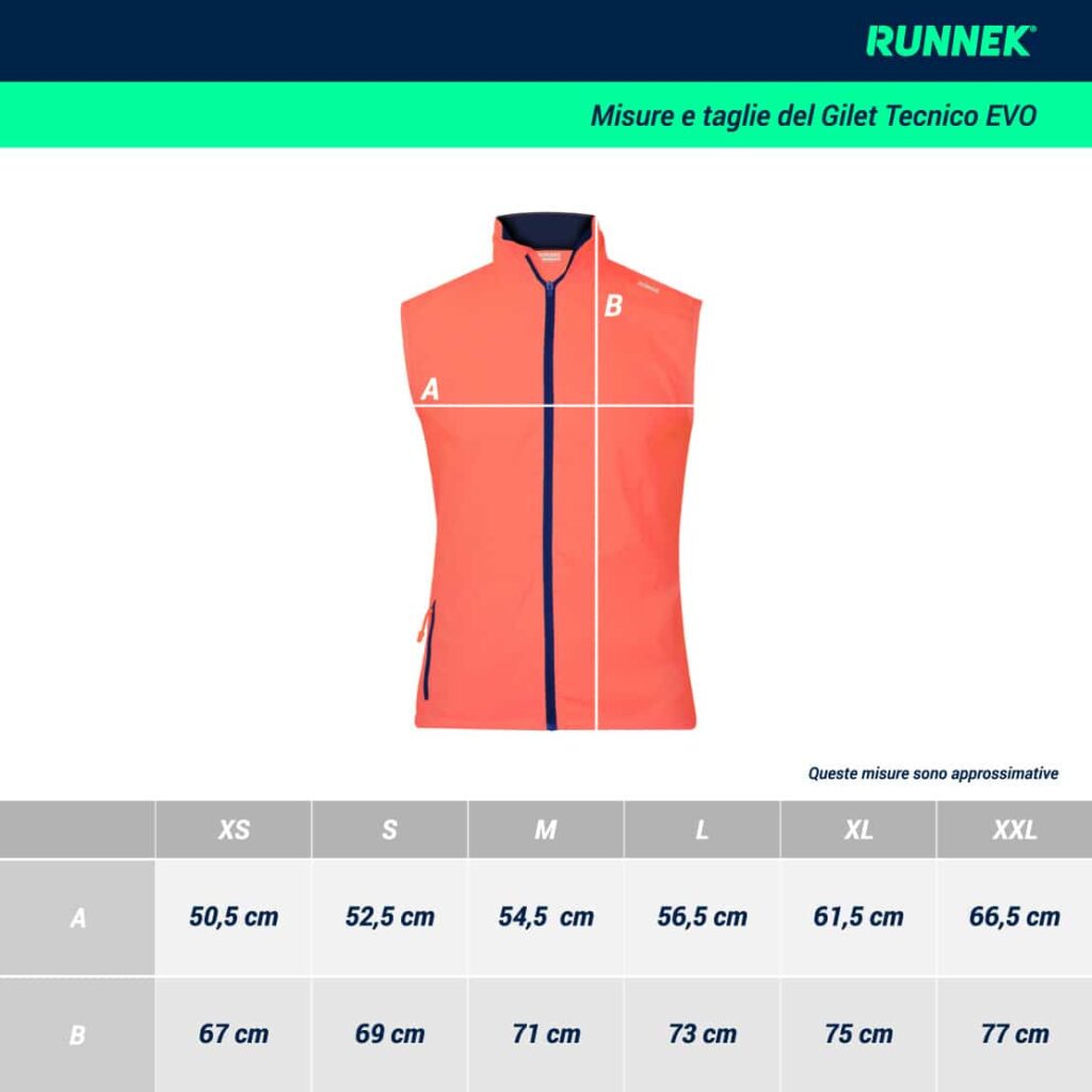 taglie gilet runnek