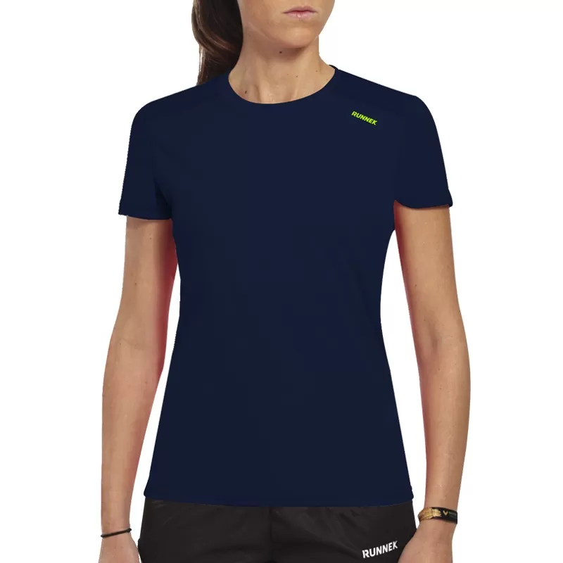 maglia manica corta Plain blu Navy donna