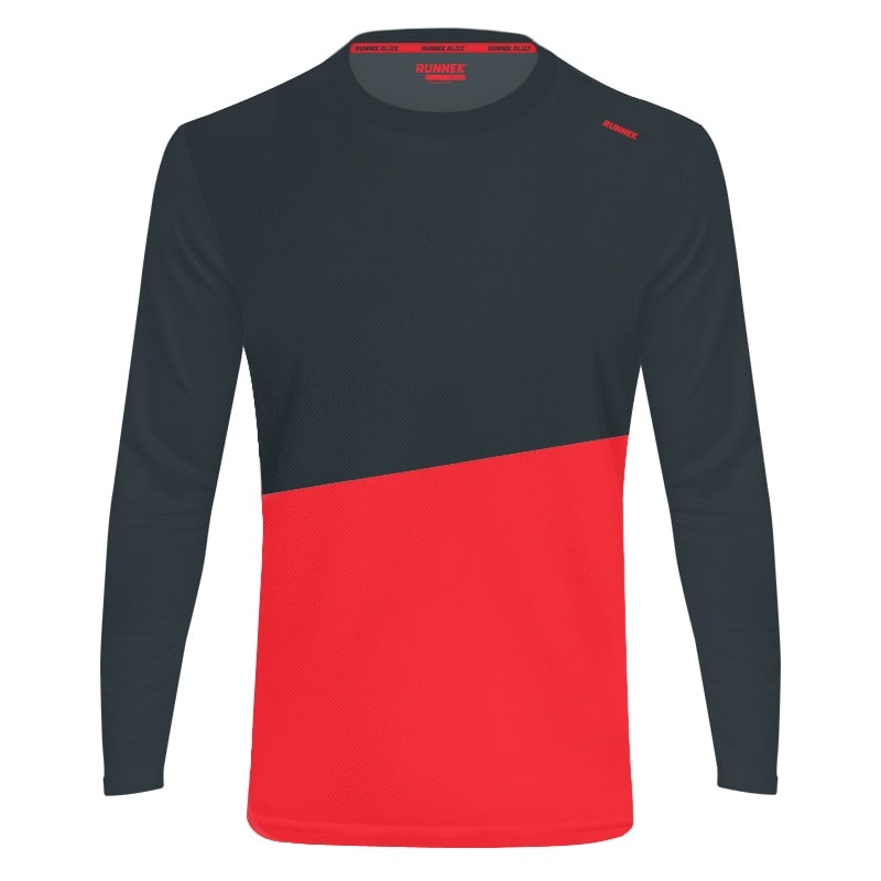 Runnek Blizz Grigio rosso maglia running manica lunga