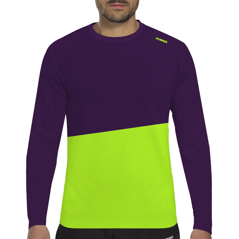 Runnek Blizz Viola e Verde neon maglia running manica lunga