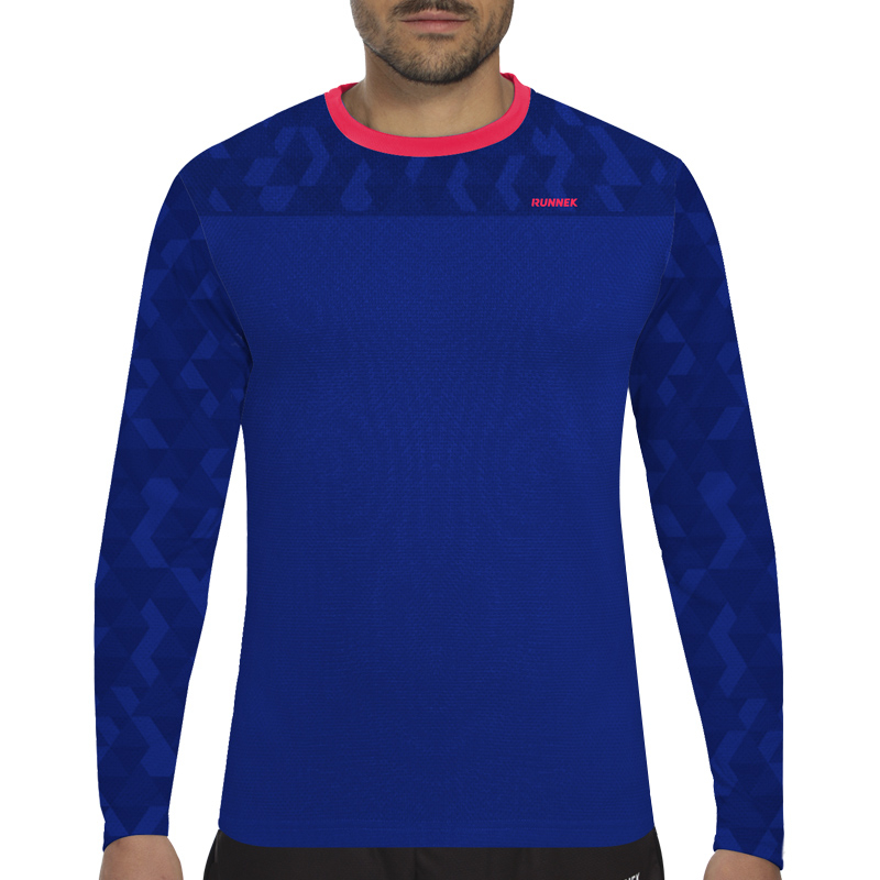 Maglia running manica lunga Runnek Wind Blu